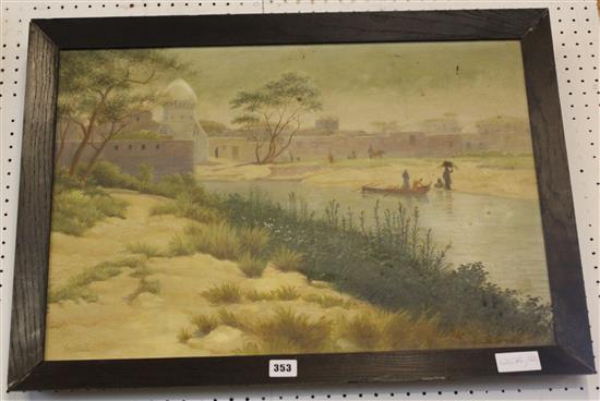 C Vervant oil of middle east river scene